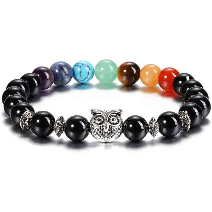 Bracelet de perles avec pendentif hibou en pierre naturelle Olivenorma 