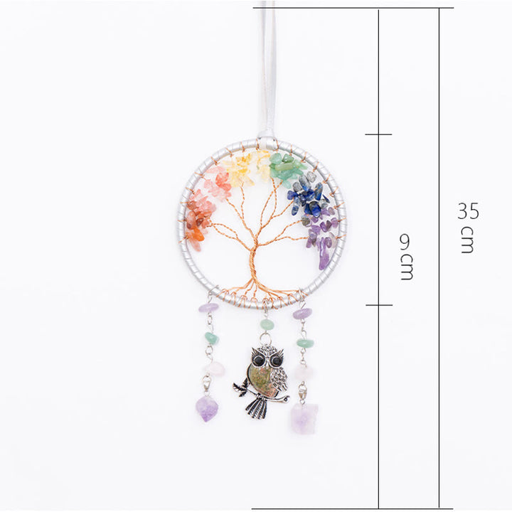 Ornement attrape-rêves hibou naturel 7 chakras Olivenorma