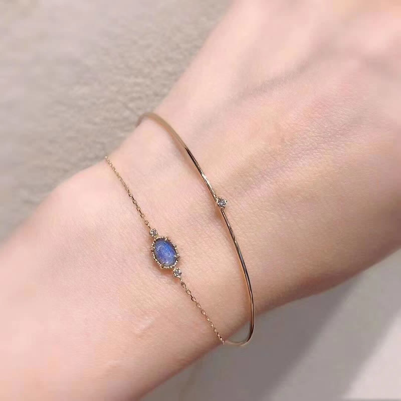 Ensemble de bijoux en pierre de lune bleue naturelle Olivenorma 