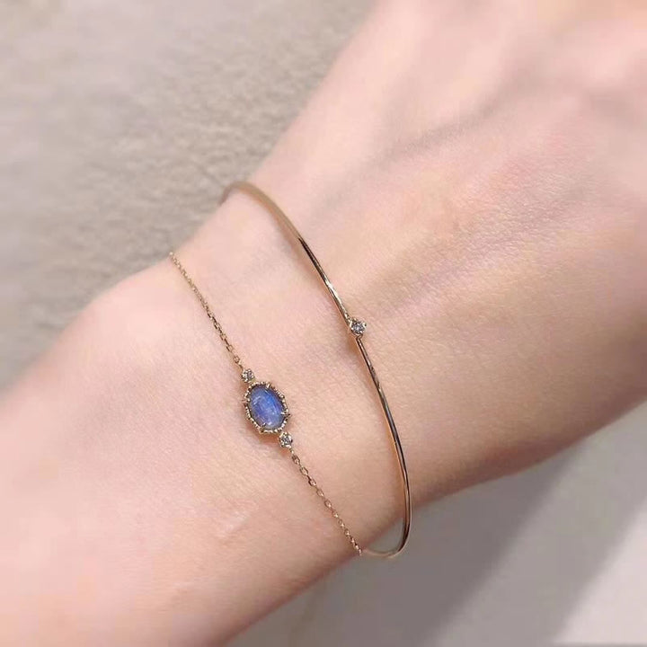 Ensemble de bijoux en pierre de lune bleue naturelle Olivenorma 