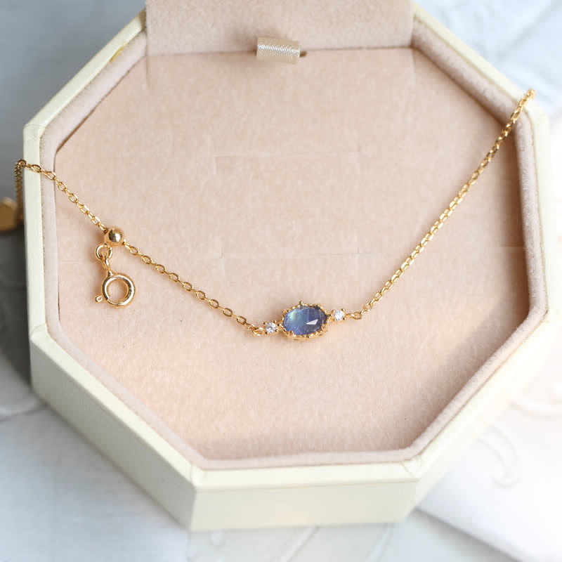 Ensemble de bijoux en pierre de lune bleue naturelle Olivenorma 
