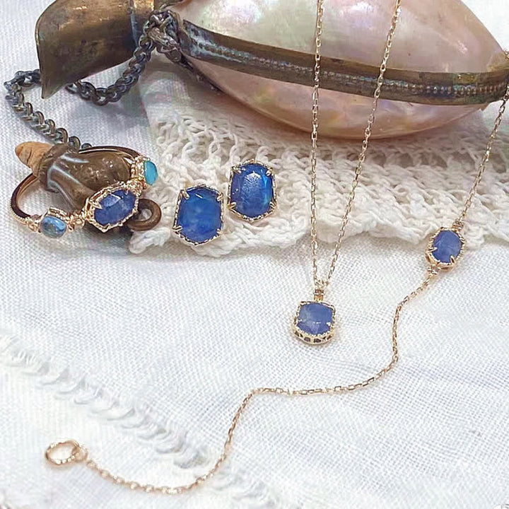 Ensemble de bijoux en pierre de lune bleue naturelle Olivenorma 