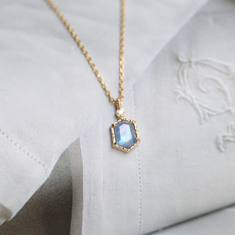Ensemble de bijoux en pierre de lune bleue naturelle Olivenorma 