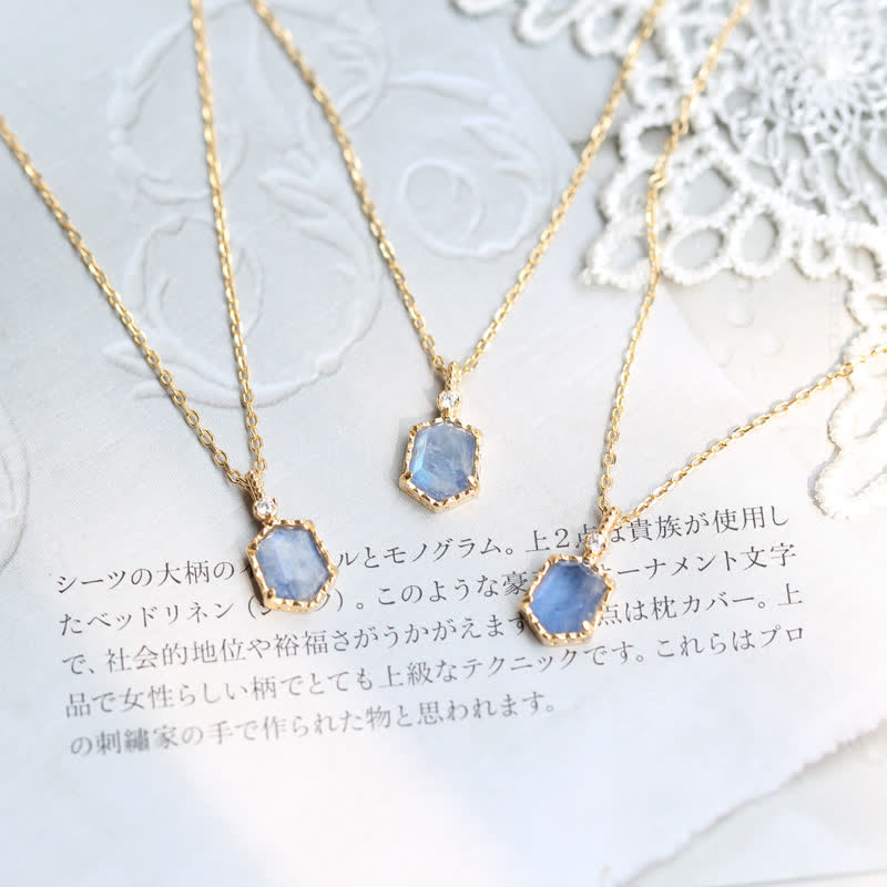 Ensemble de bijoux en pierre de lune bleue naturelle Olivenorma 