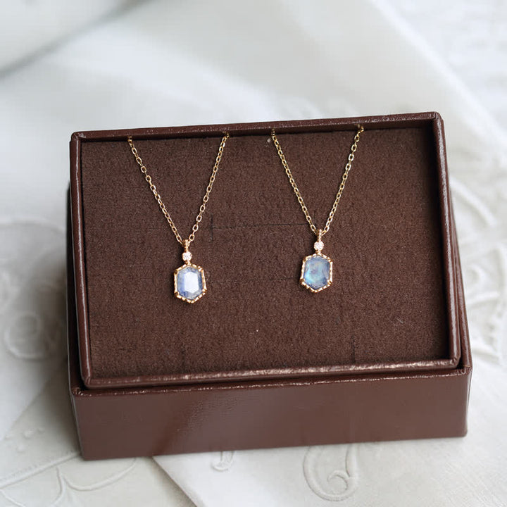 Ensemble de bijoux en pierre de lune bleue naturelle Olivenorma 