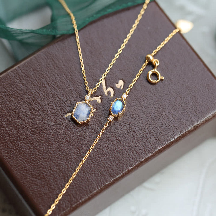 Ensemble de bijoux en pierre de lune bleue naturelle Olivenorma 