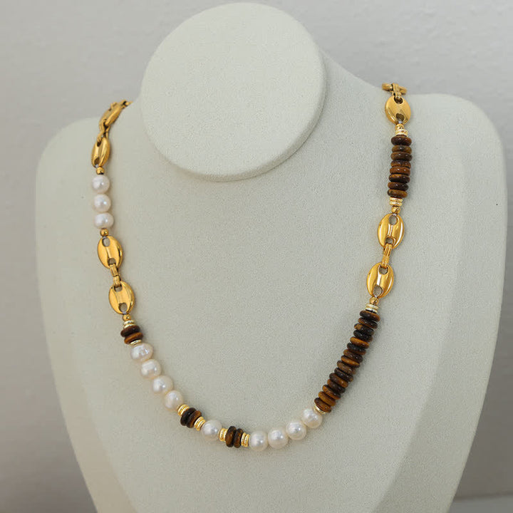 Ensemble de bijoux en perles d'eau douce naturelles en œil de tigre Olivenorma 