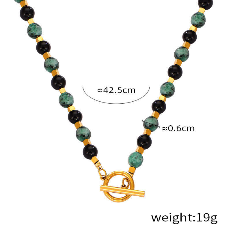 Collier en acier titane et pierre naturelle coloré Olivenorma 