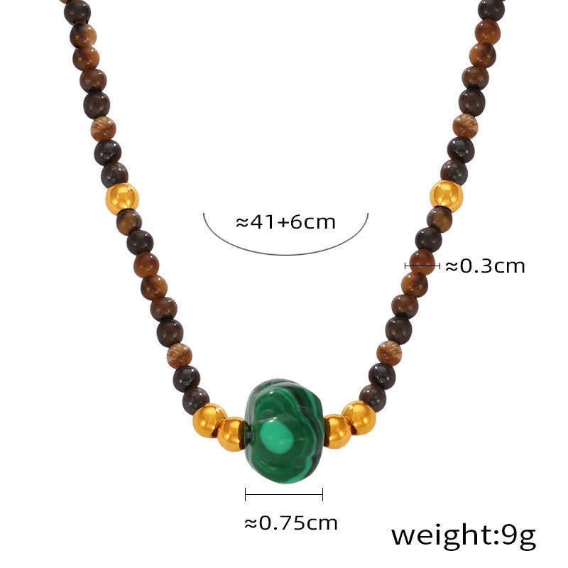 Collier en acier titane et pierre naturelle coloré Olivenorma 