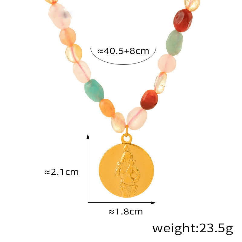Collier en acier titane et pierre naturelle coloré Olivenorma 