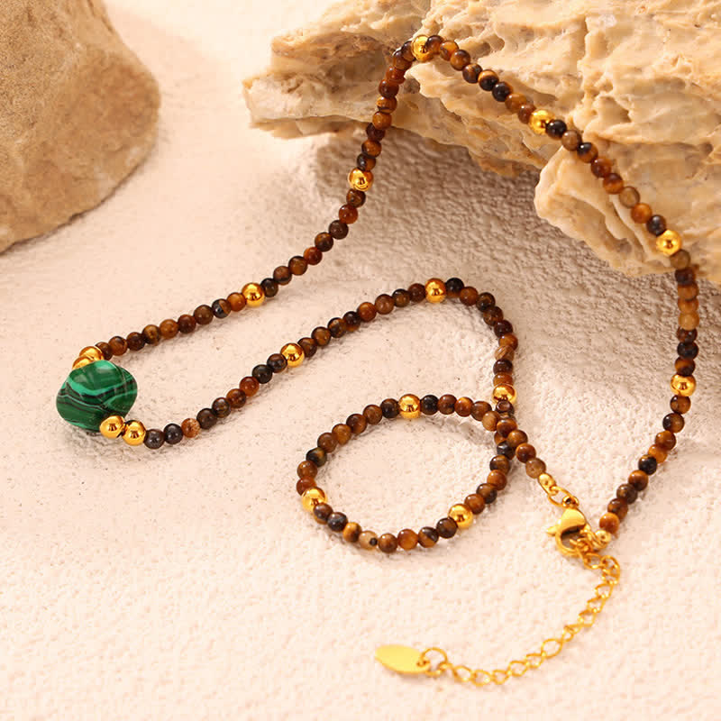 Collier en acier titane et pierre naturelle coloré Olivenorma 