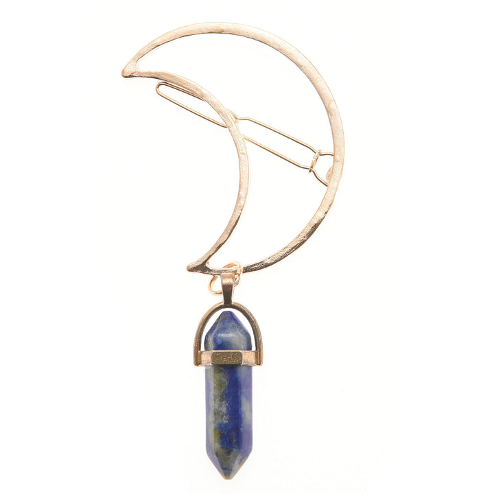 Pendentif en pierre précieuse naturelle Olivenorma en forme d'épingle à cheveux en forme de lune