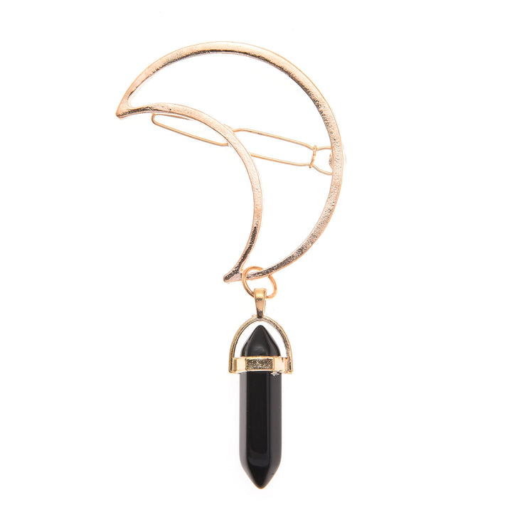 Pendentif en pierre précieuse naturelle Olivenorma en forme d'épingle à cheveux en forme de lune