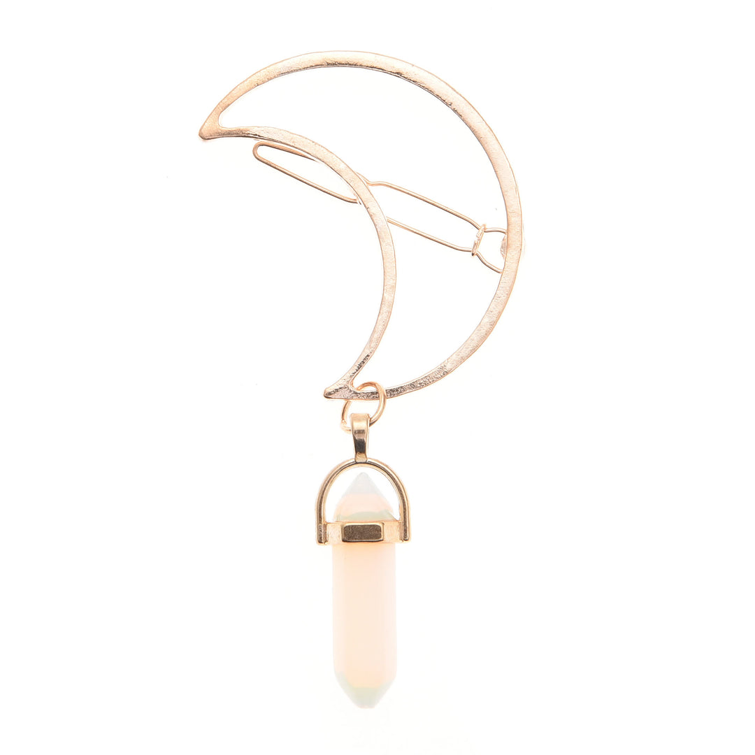 Pendentif en pierre précieuse naturelle Olivenorma en forme d'épingle à cheveux en forme de lune