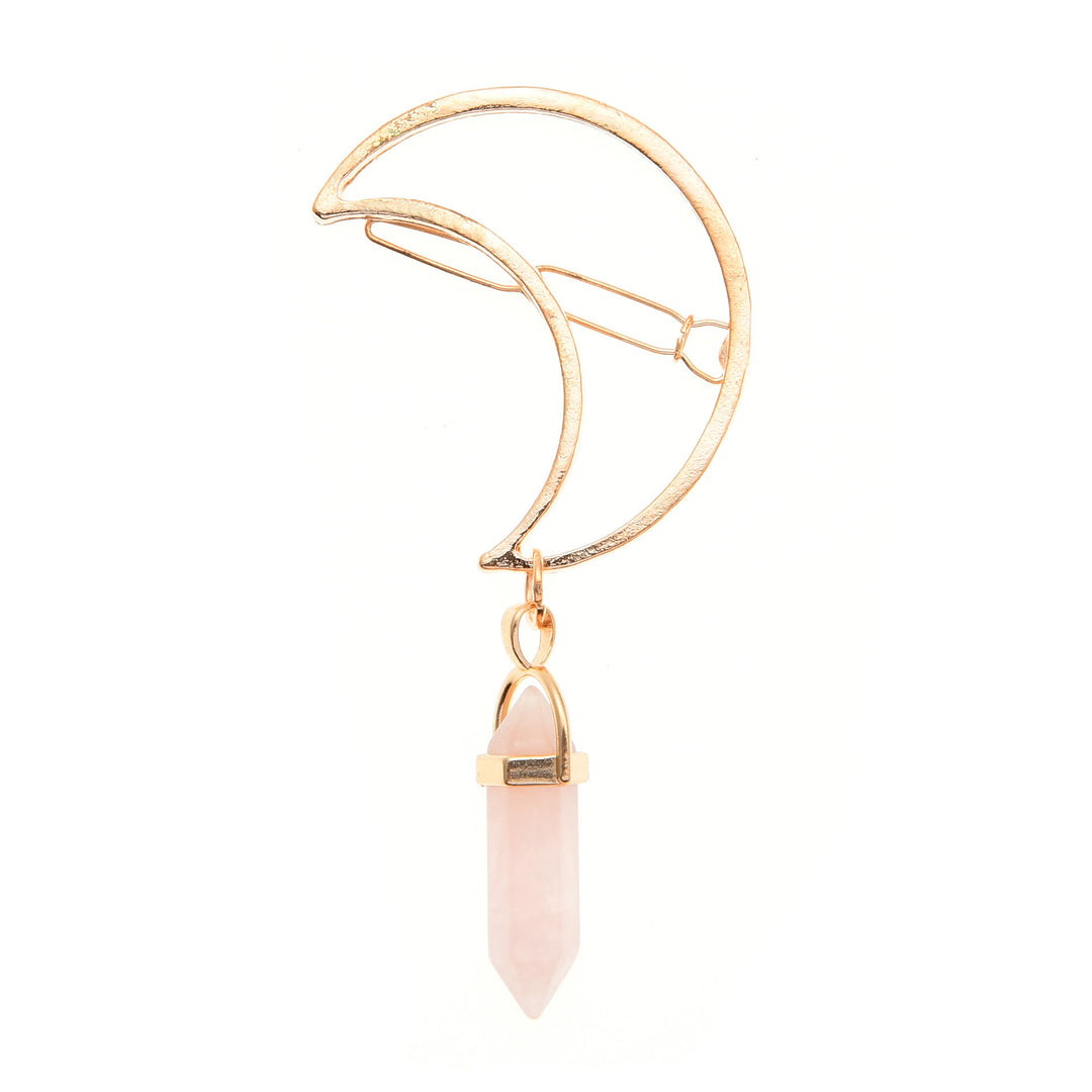Pendentif en pierre précieuse naturelle Olivenorma en forme d'épingle à cheveux en forme de lune
