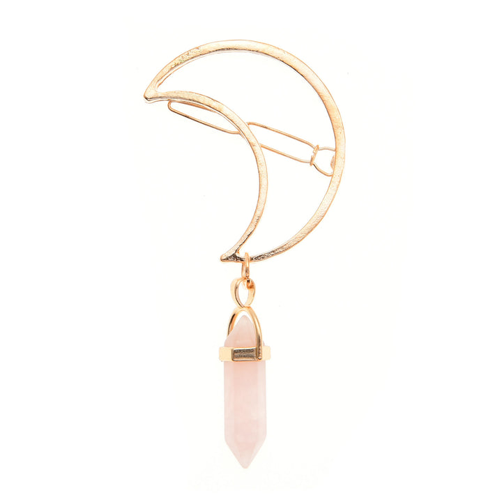 Pendentif en pierre précieuse naturelle Olivenorma en forme d'épingle à cheveux en forme de lune