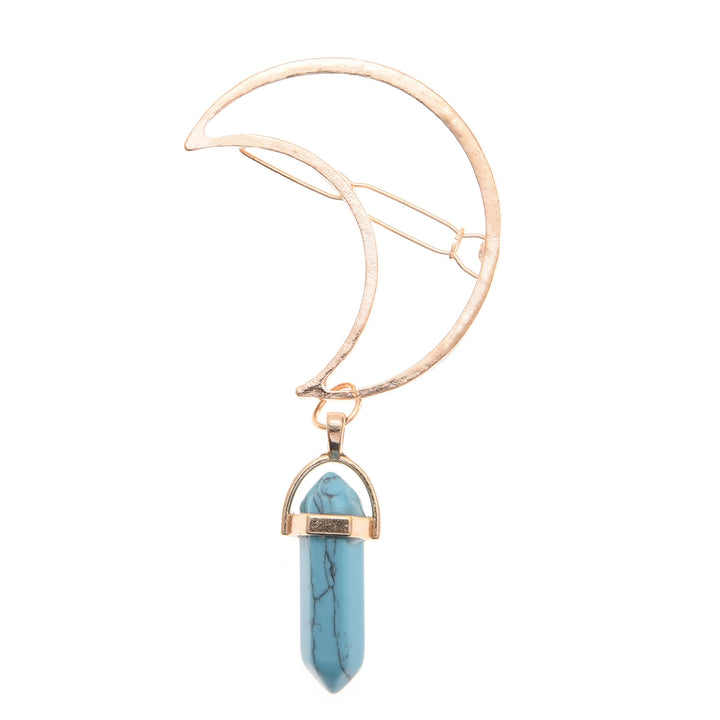 Pendentif en pierre précieuse naturelle Olivenorma en forme d'épingle à cheveux en forme de lune