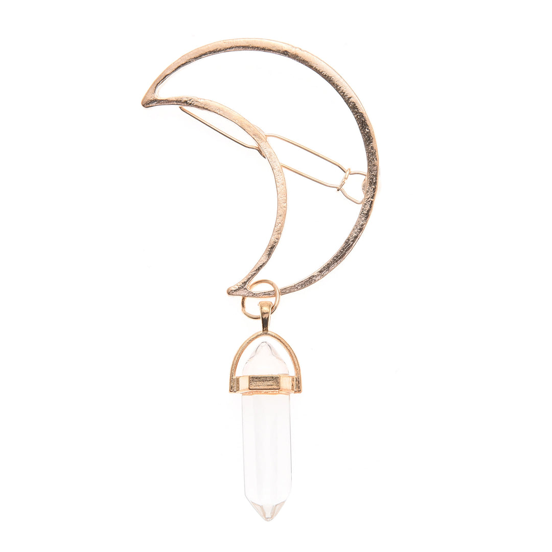 Pendentif en pierre précieuse naturelle Olivenorma en forme d'épingle à cheveux en forme de lune