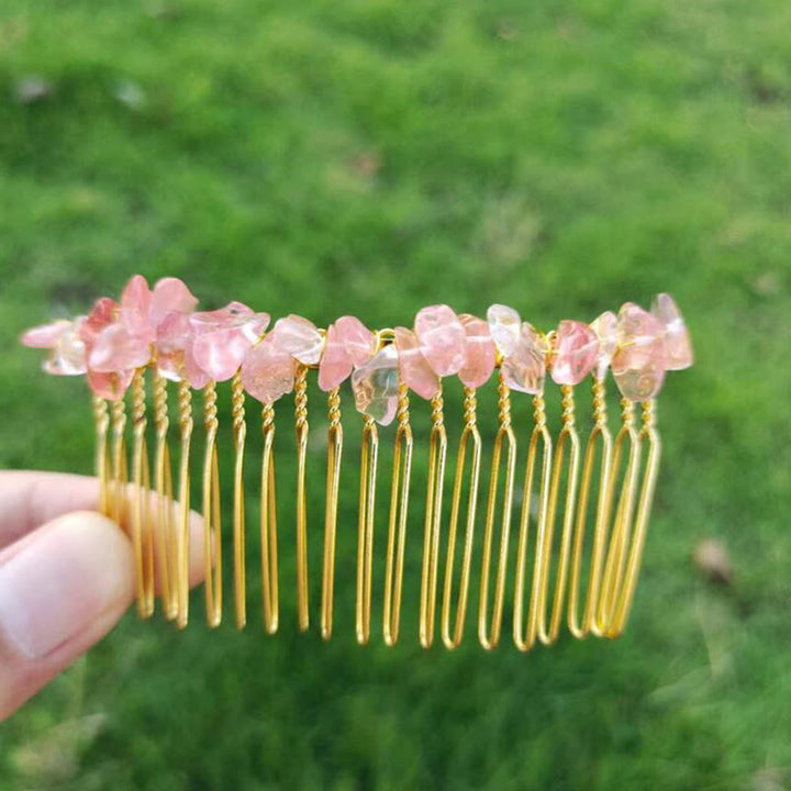 Peigne à cheveux latéral en pierres précieuses colorées Olivenorma 