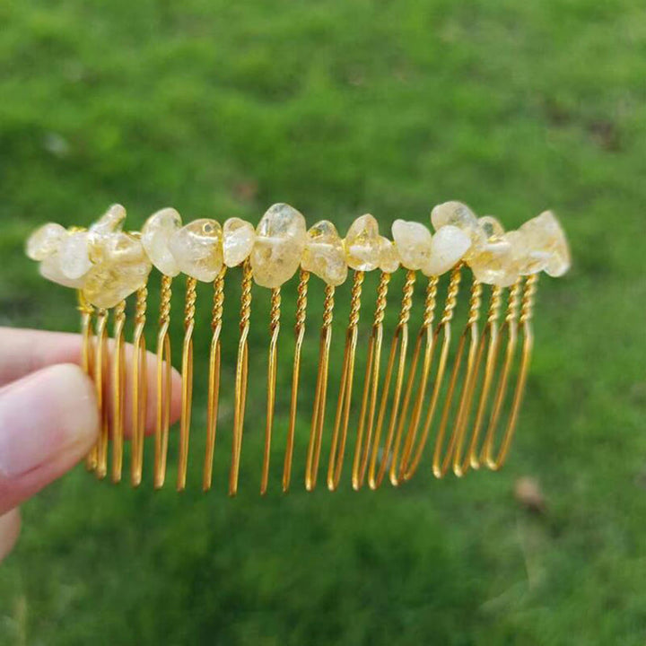 Peigne à cheveux latéral en pierres précieuses colorées Olivenorma 
