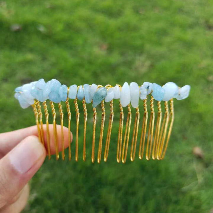 Peigne à cheveux latéral en pierres précieuses colorées Olivenorma 