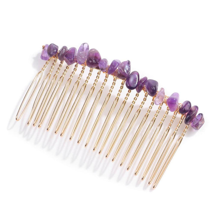 Peigne à cheveux latéral en pierres précieuses colorées Olivenorma 