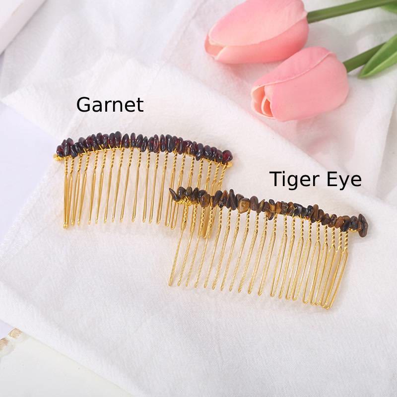 Peigne à cheveux latéral en pierres précieuses colorées Olivenorma 