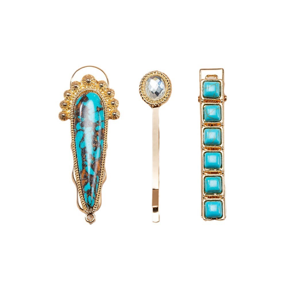 Olivenorma Lot de 3 épingles à cheveux de luxe turquoise 