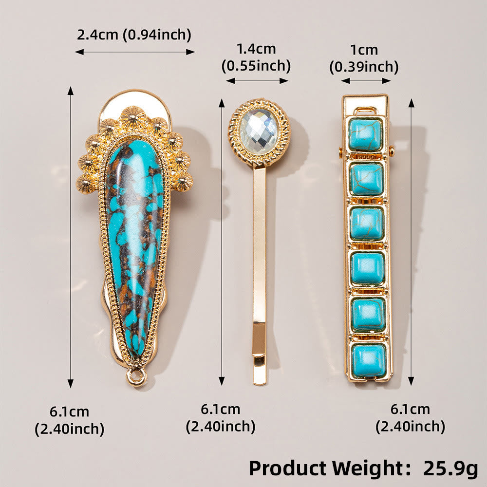 Olivenorma Lot de 3 épingles à cheveux de luxe turquoise 