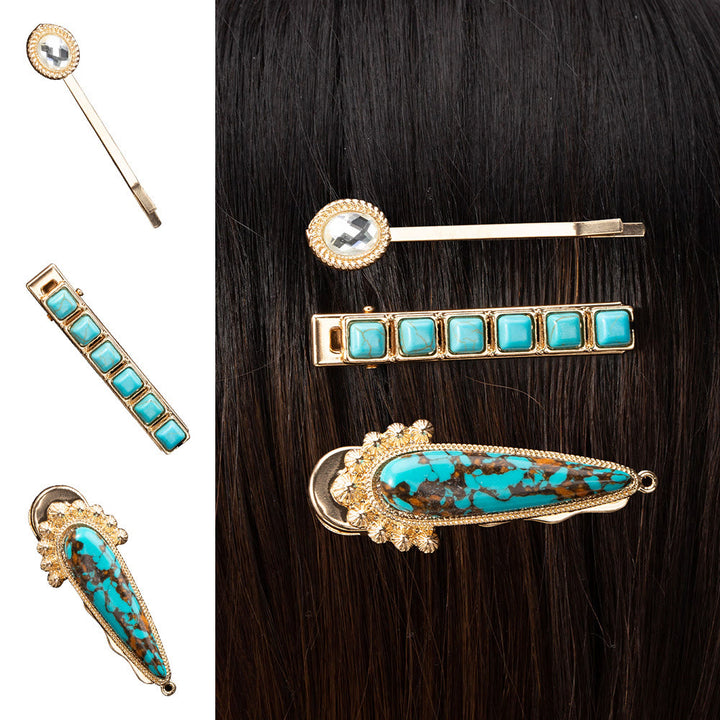 Olivenorma Lot de 3 épingles à cheveux de luxe turquoise 