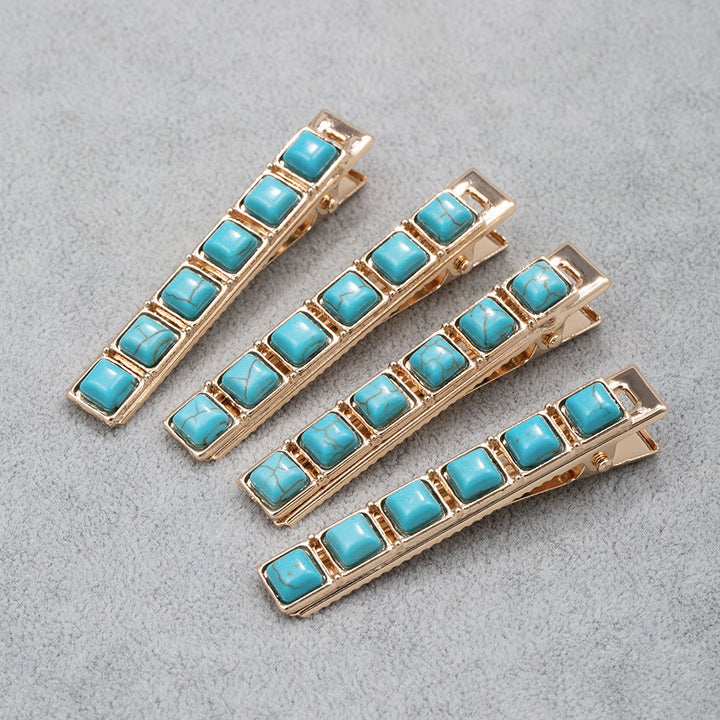 Olivenorma Lot de 4 épingles à cheveux turquoise vintage 