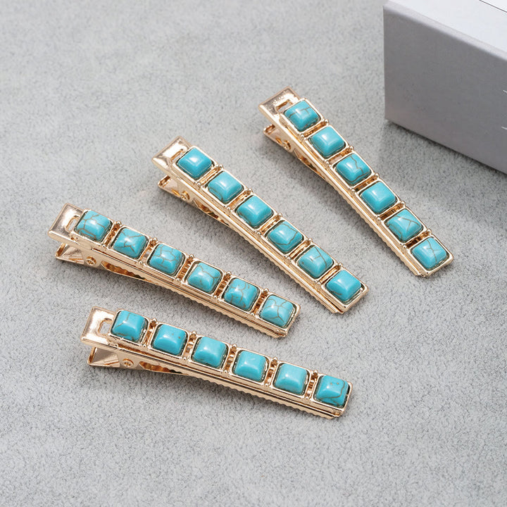 Olivenorma Lot de 4 épingles à cheveux turquoise vintage 