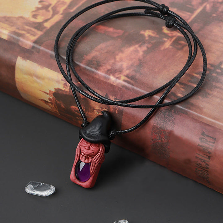 Pendentif décoratif en pierre précieuse runique en forme d'elfe nordique Olivenorma 