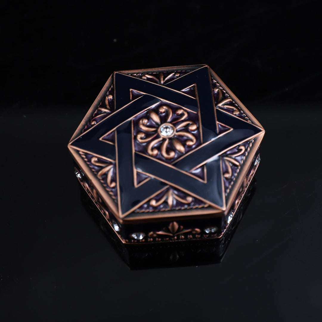 Coffret à bijoux en métal antique à hexagramme Olivenorma 