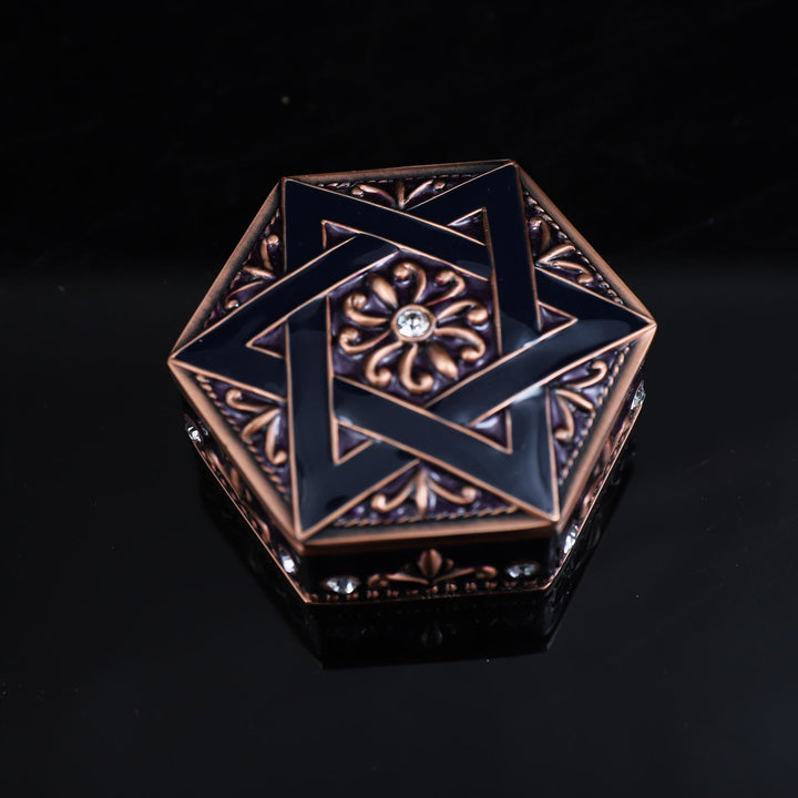 Coffret à bijoux en métal antique à hexagramme Olivenorma 