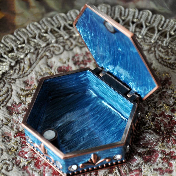 Coffret à bijoux en métal antique à hexagramme Olivenorma 