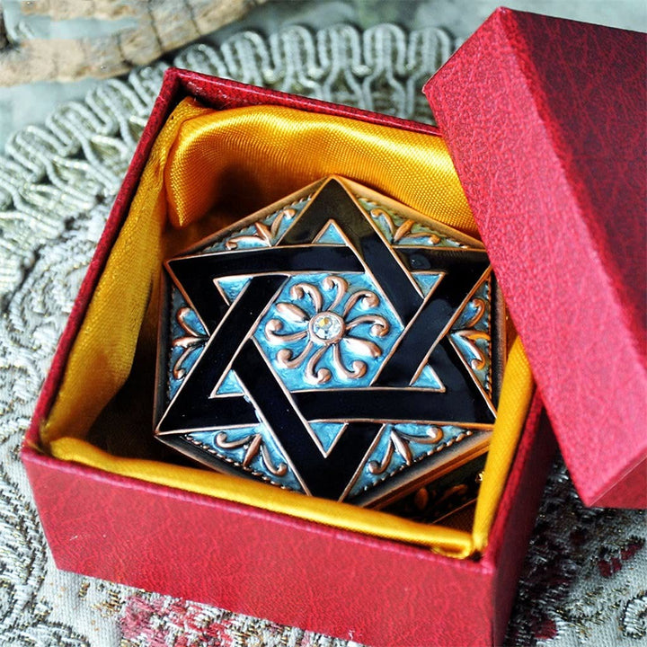 Coffret à bijoux en métal antique à hexagramme Olivenorma 
