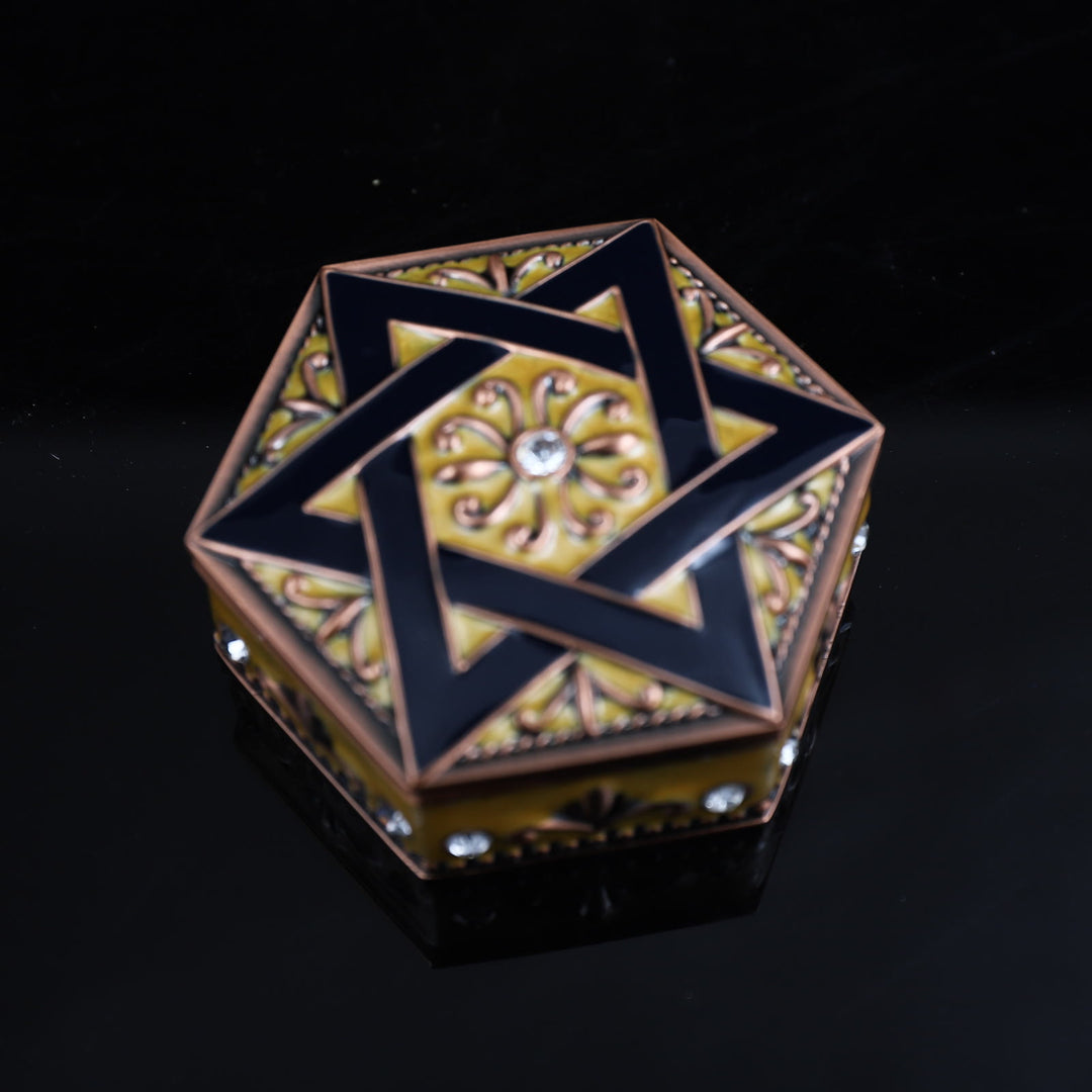 Coffret à bijoux en métal antique à hexagramme Olivenorma 