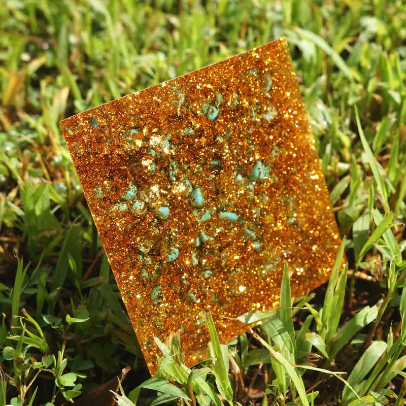 Pyramide d'orgone de Bouddha en turquoise péridot et œil de tigre Olivenorma