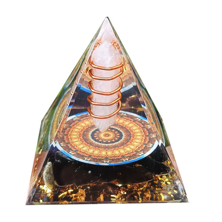 Pyramide d'orgone en obsidienne cristal clair à prisme hexagonal énergétique Olivenorma