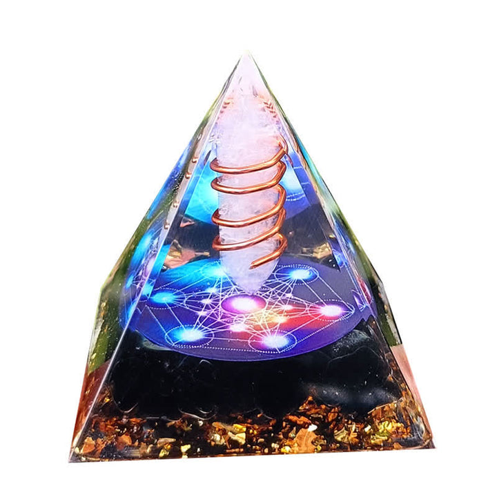 Pyramide d'orgone en cristal d'obsidienne transparente Olivenorma Cube de Métatron