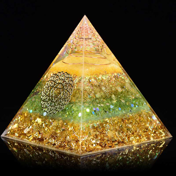 Olivenorma « Bonne chance pour l'année » Pyramide d'orgone en citrine et péridot