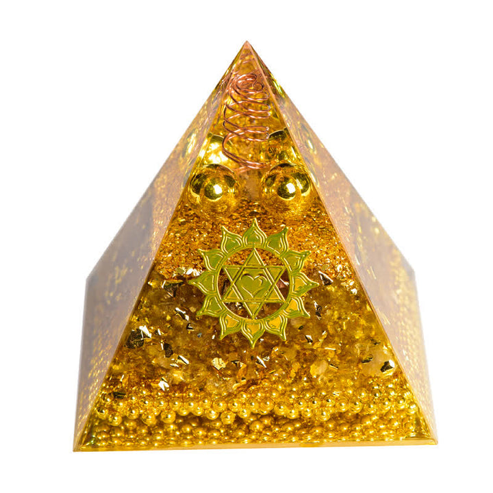 Pyramide d'orgone en cristal clair de citrine « attirant la richesse » Olivenorma