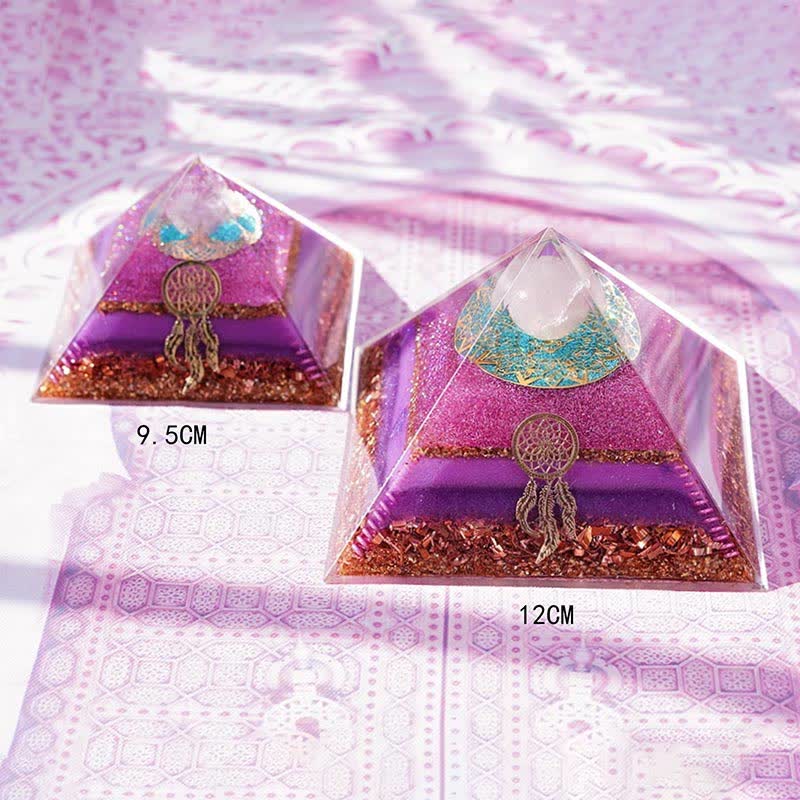 Pyramide d'orgone en quartz rose Olivenorma « Danse d'Eros »