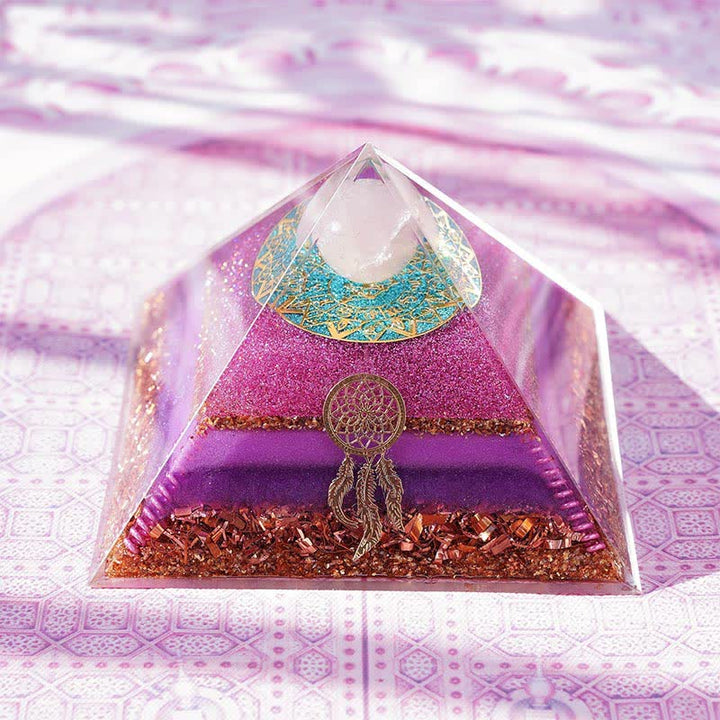 Pyramide d'orgone en quartz rose Olivenorma « Danse d'Eros »