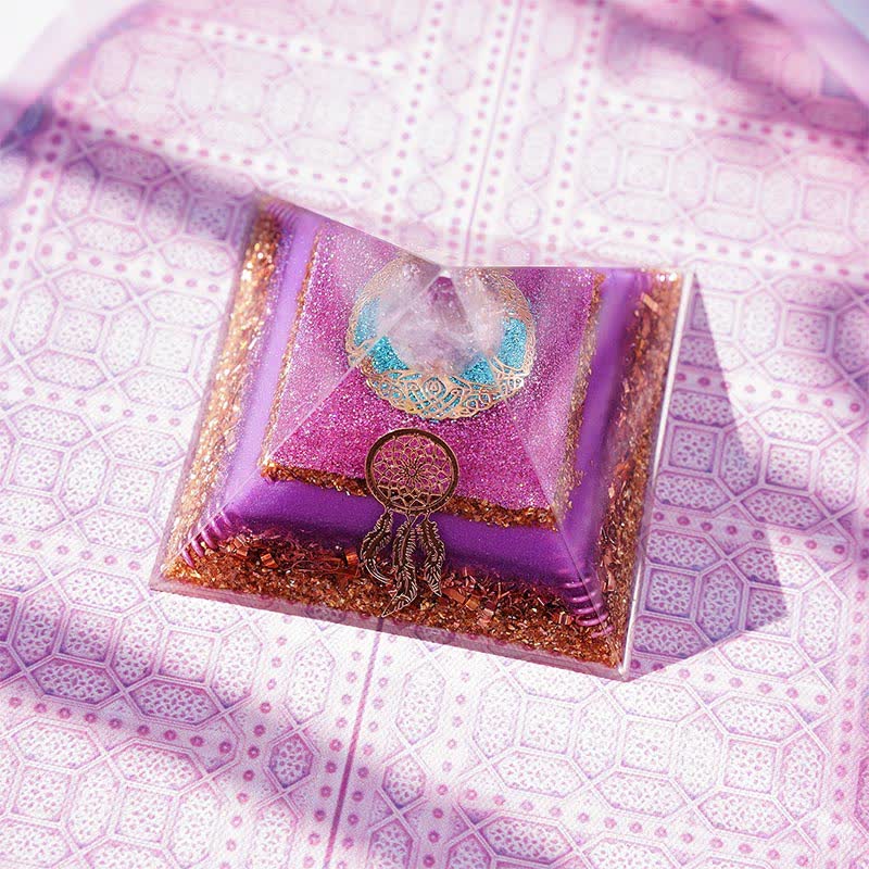 Pyramide d'orgone en quartz rose Olivenorma « Danse d'Eros »