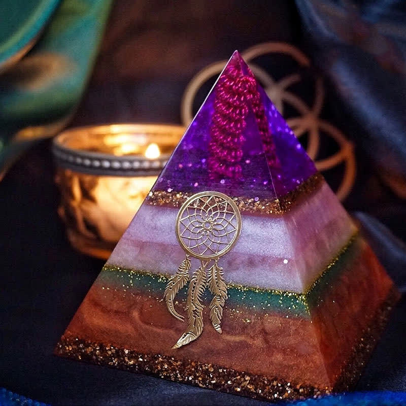 Pyramide d'orgone en pierre solaire en quartz rose Olivenorma « Amour et beauté »