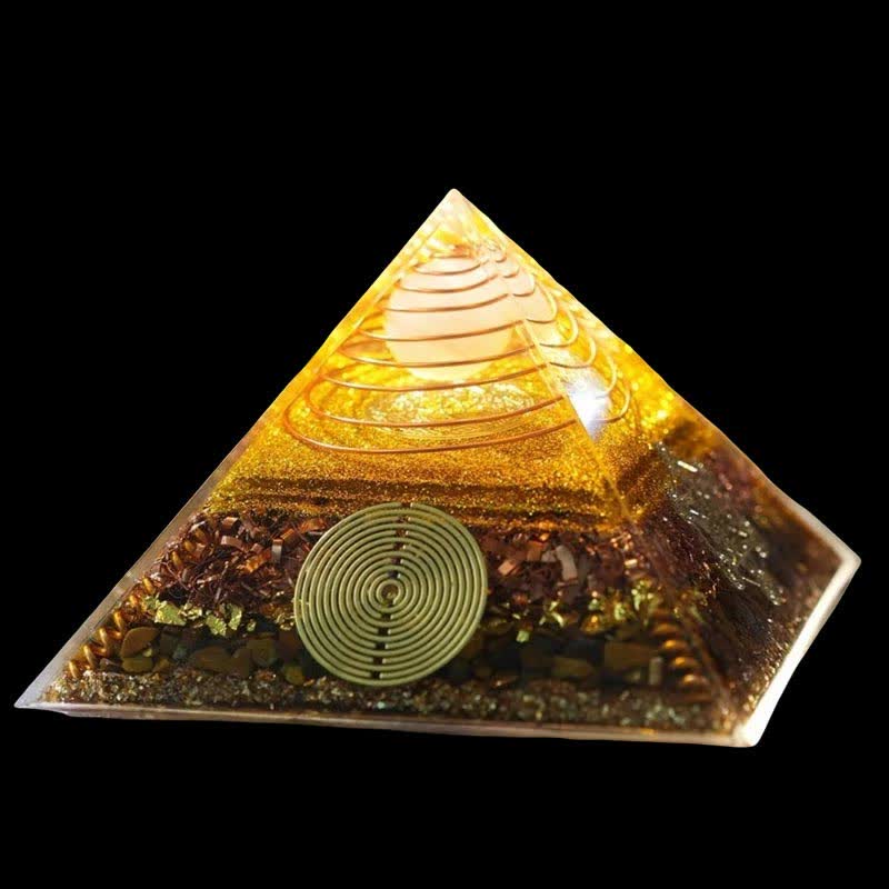 Pyramide d'orgone en pierre naturelle Olivenorma « Lumière de la Fortune »