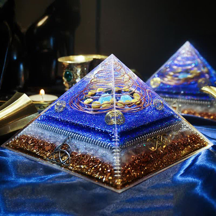 Pyramide d'orgone en pierre naturelle Olivenorma « Interstellar Secret »