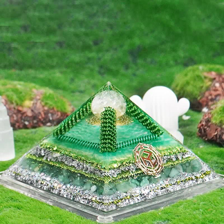 Pyramide d'orgone en pierre naturelle multifonctionnelle de guérison Olivenorma